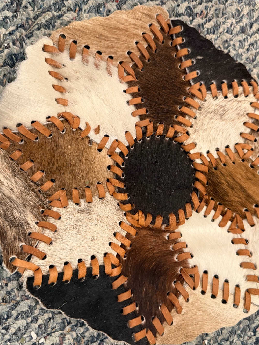 Handcrafted Multi-Color Cowhide Star Accent Mat